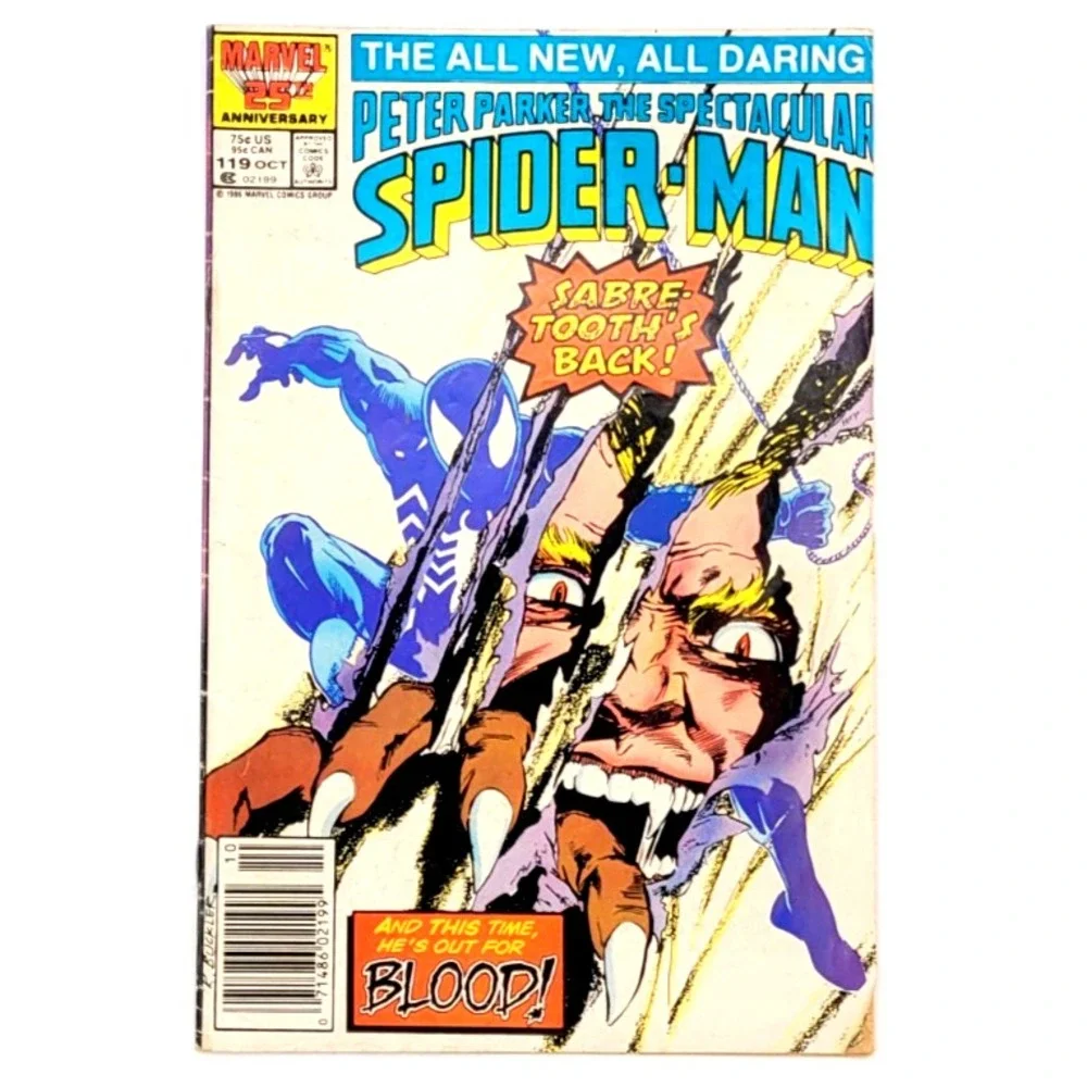 SPECTACULAR SPIDER-MAN #119 (1986) /VF-/‎ SABRETOOTH APP NEWSSTAND